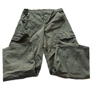 Olive Wide Leg Cargo Pants
